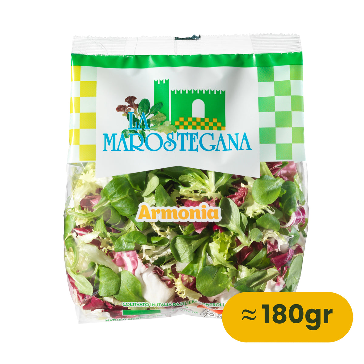 Busta di insalata Armonia La Marostegana da 180 gr, lavata e pronta all'uso