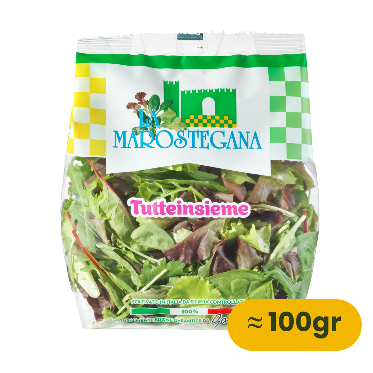 Busta di misticanza Tutte Insieme La Marostegana da 100 gr, lavata e pronta all'uso