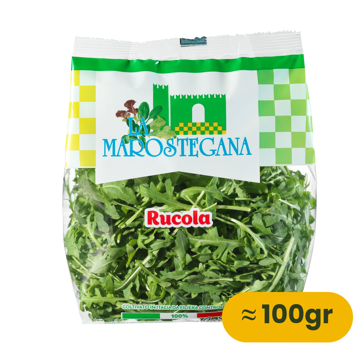 Busta di rucola lavata La Marostegana da 100 gr, pronta all'uso