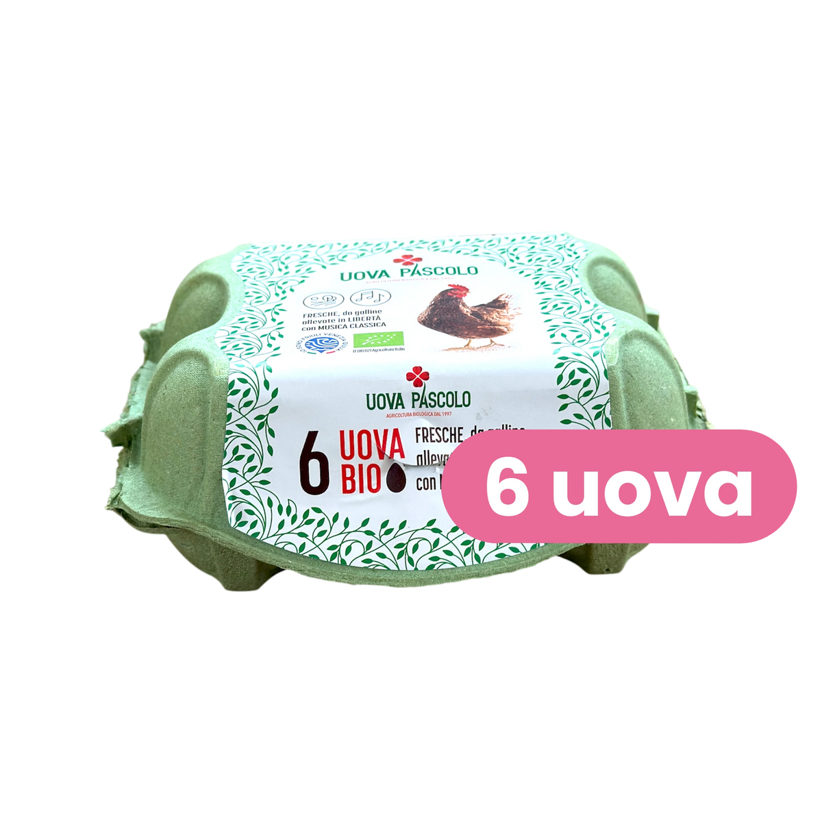 Uova biologiche Pascolo, confezione da 6 uova con cartellino | Nature King