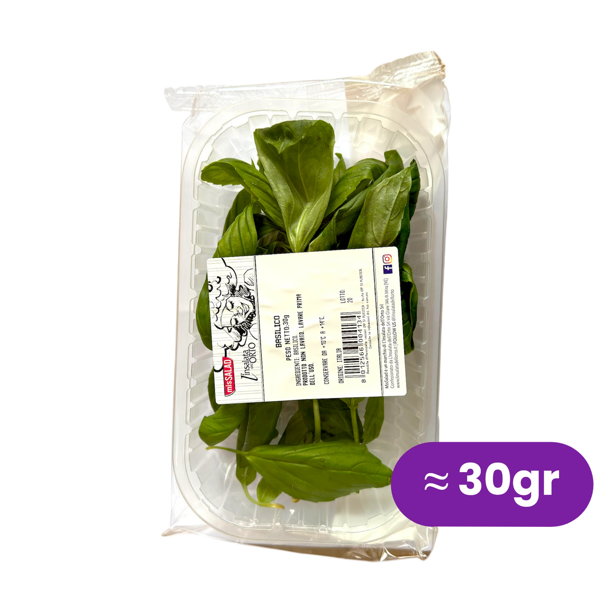 Vaschetta di basilico fresco confezionato da 30 gr, Nature King